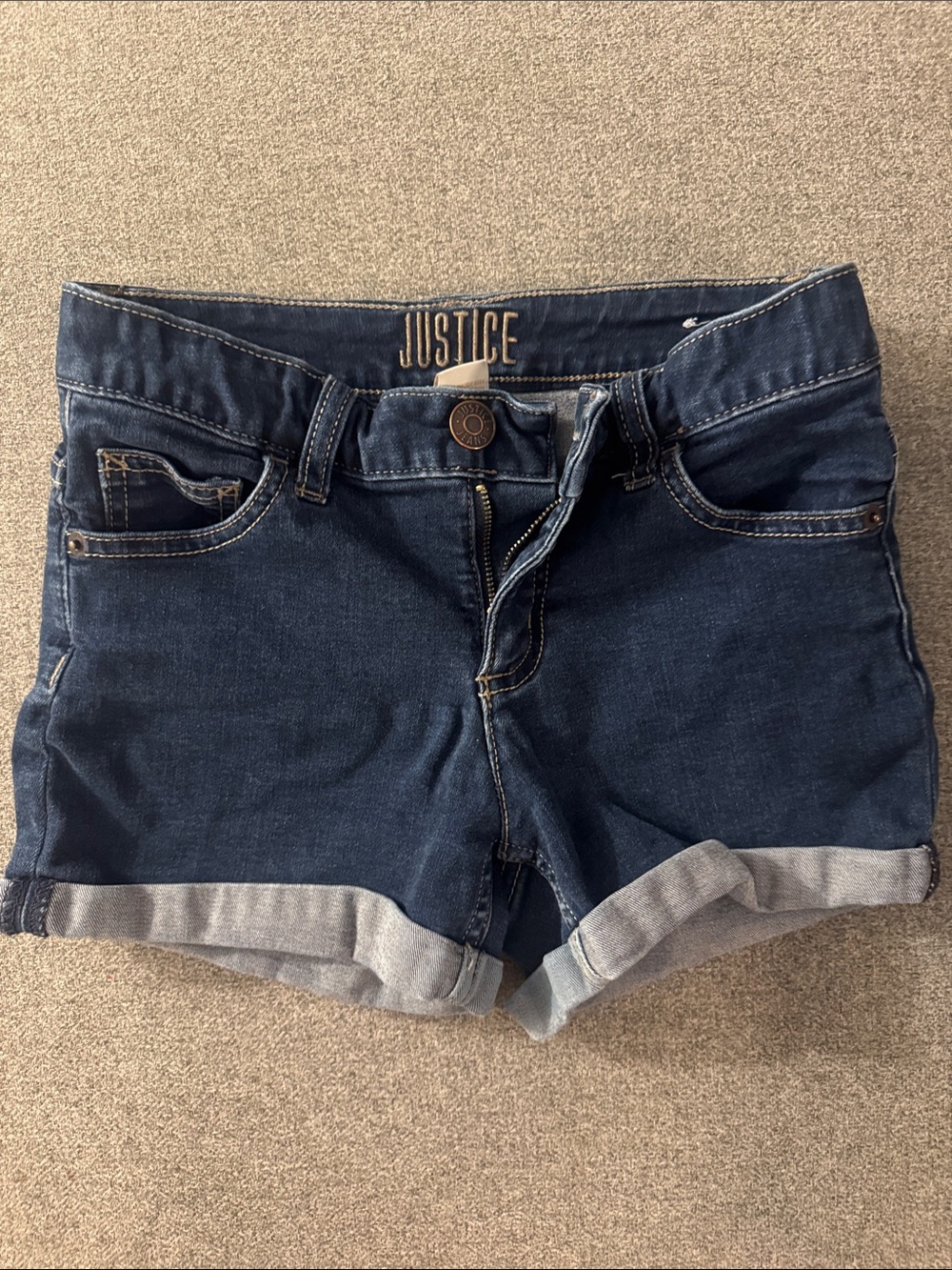 5/$15- Justice Dark Blue Rolled-Hem Denim Shorts